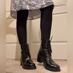 MAJE Glossy Leather Combat Boot